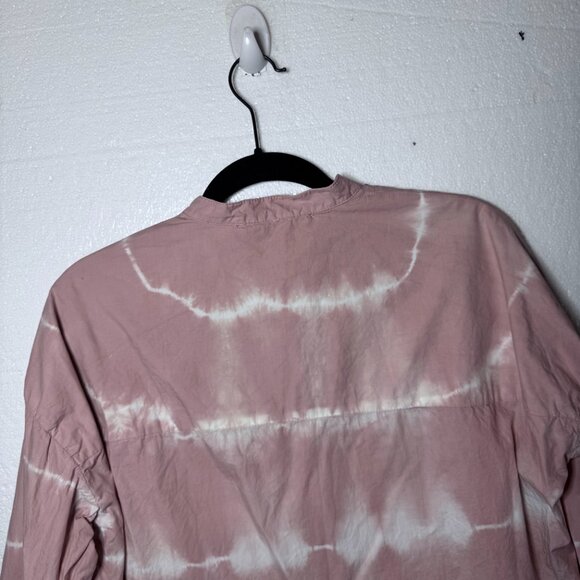 Zara Womens Sz Small Pink Tie Dye Raw Hem Oversized Button Front Long Sleeve Top - Picture 5 of 10